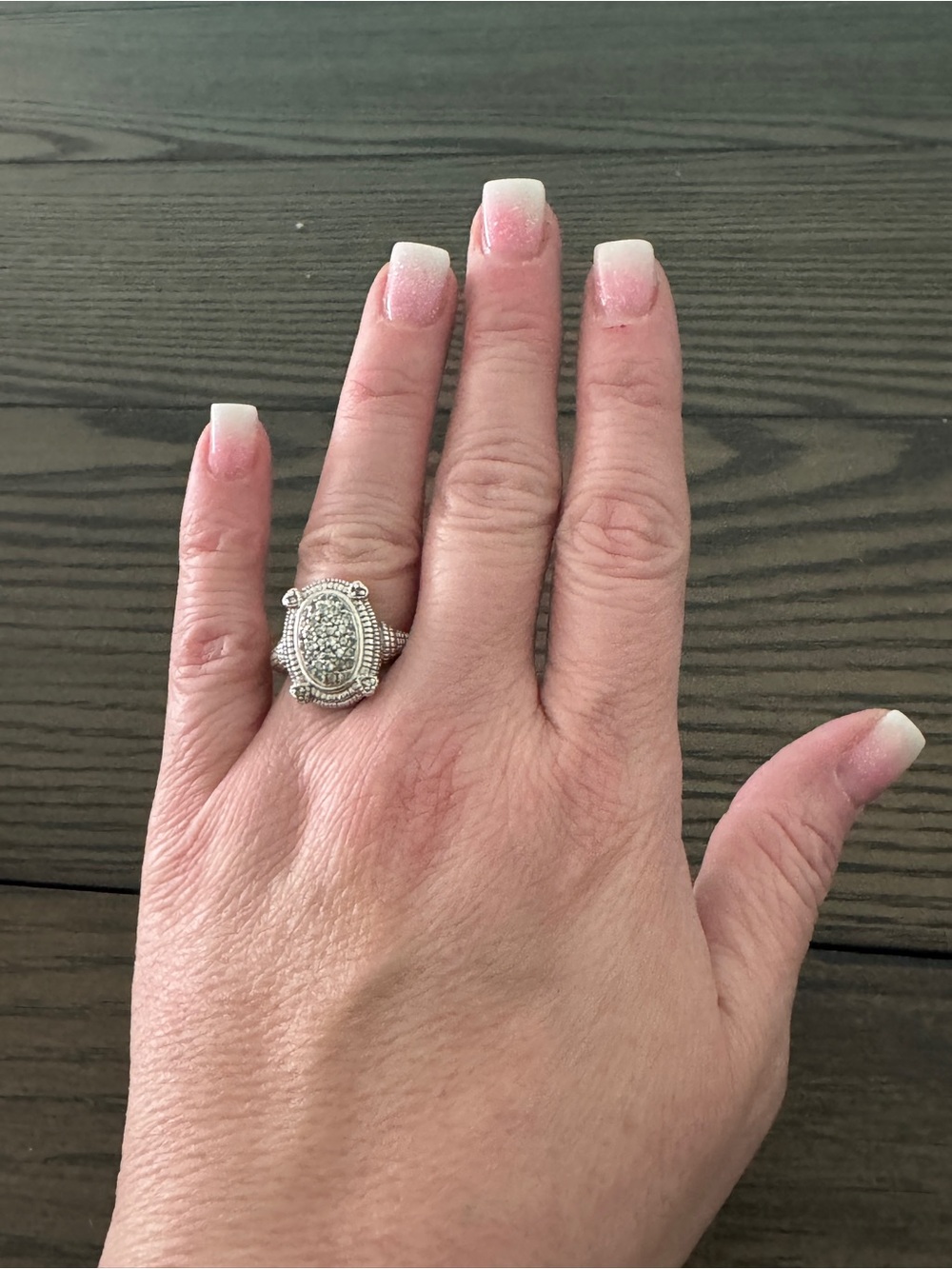 Judith Ripka Silver Pavé Oval Cluster Ring - Picture 2 of 6
